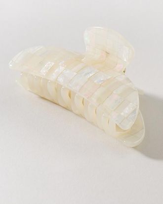 Machete Jewelry Midi Heirloom Hair Claw Clip in Opalite Shell Checker