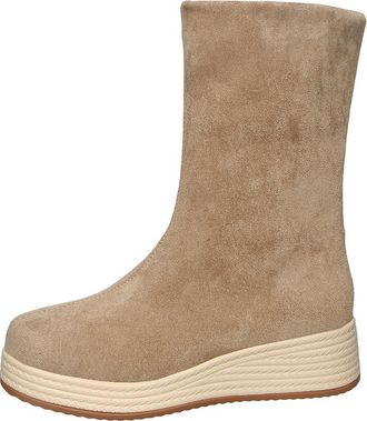 Generic Womens Round Toe Platform Wedge Espadrilles Ankle Boots Slip On Comfort Casual Winter Outdoor Walking Shoes (5.5,Khaki)