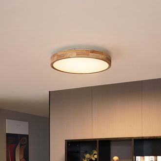 QAZQA Qazqa - Escandinavo Plaf&oacute;n Escandinavo De Madera De 50 Cm Con Led Regulable - Pecker Pl&aacute;stico Redonda Incluye Led Max. 1 X 30 Watt