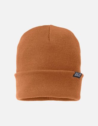 Jack Wolfskin Mens Jack Wolfskin Unisex Ribbed Fine Knit Cuffed Beanie Hat - Brown - Size: ONE size