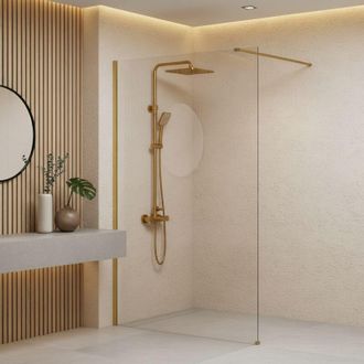 Rea Parete Doccia Fissa Rea Flexi 110 Walk-In Brushed Gold