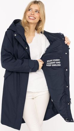 Zwillingsherz Kurzmantel ZWILLINGSHERZ Keep Smiling, Damen, Gr. XXL, marine, Web, Obermaterial: 100% Polyester, unifarben, ca. Mitte Oberschenkel, ohne Ausschnitt, 