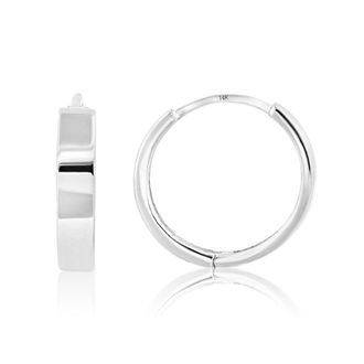 MAX + STONE Solid 14k Yellow or White Gold Huggie Domed or Flat Style Small Hoop Earrings