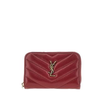 Saint Laurent Leather Cassandre zip-around wallet Woman One Size