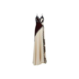 Roberto Cavalli Maxi-slipjurk met kanten afwerking - Dames - Jurken - Beige - Maat: M