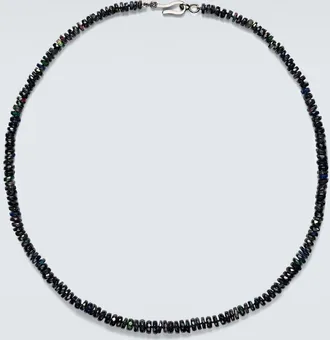 Ileana Makri 9kt white gold beaded necklace with opals