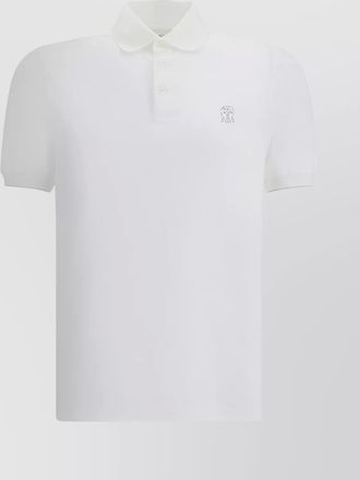 Brunello Cucinelli ribbed collar polo shirt with piping sleeves