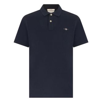 GANT Polo Shirts, male, Blue, Size: L Short Sleeve Polo in Cotton Piqu&eacute;