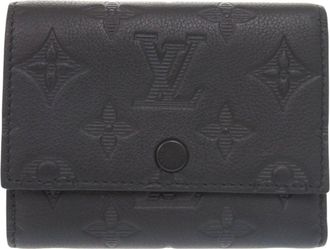 Louis Vuitton Black Monogram Shadow Leather Wallet (Tri-Fold) (Pre-Owned)