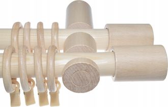 OEM Barra Doble De Madera Para Cortinas, Barras De Cortina De Madera De Pino De 240 Cm, Cilindro Combinado