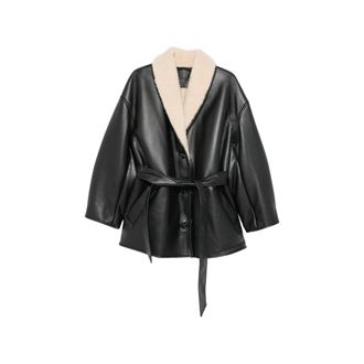 STAND Kathi Belted Faux-shearling-trim Jacket