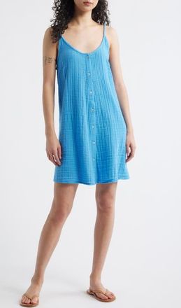 Rip Curl Premium Surf Cotton Gauze Minidress in Azure Blue at Nordstrom, Size X-Small