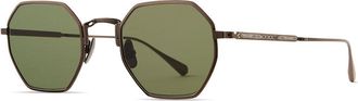 Garrett Leight EDEN S ATG/SFDMDGRN Mens Sunglasses Gold Size 47