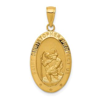 Diamond2Deal 14k Yellow Gold Saint Christopher Medal Pendant