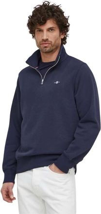 GANT Hoodies & sweatvesten, Heren, Blauw, S, Katoen, Shield Half-Zip Sweatshirt