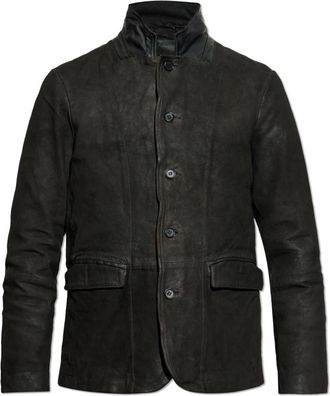 AllSaints Su&egrave;de jas Survey met vintage effect - Heren - Leren en Su&egrave;de Jassen - Zwart - M - Su&egrave;de - Jassen