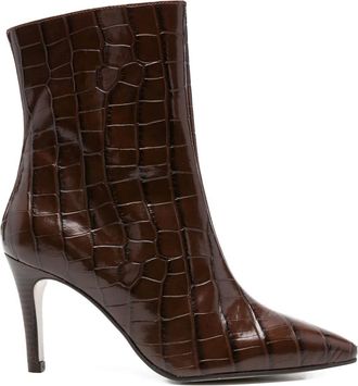 Pedro Miralles crocodile-effect pointed-toe boots - women - Leather/Leather/Leather/Rubber - 38 - Brown