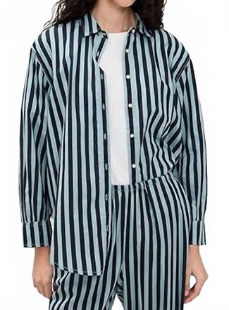 The Great. Daily Button Up Shirt In Blue Club Stripe