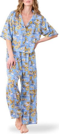 Printfresh Wildest Dreams Satin Pajamas in Cerulean Splash at Nordstrom, Size Medium