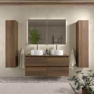 Cygnus Bath Salgar - Mueble Ba&ntilde;o Bequia 120cm Y Encimera Y Lavabo Posar Nogal120x45x56