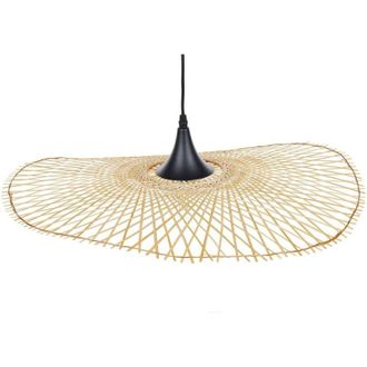 Beliani Lampadario da Soffitto Stile Boho Moderno Ovale Legno Bamboo 60 cm Floyd