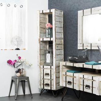 Wanda Collection Wanda Collection - Columna De Mindi Para Cuarto De Ba&ntilde;o Loft 190 Blanco