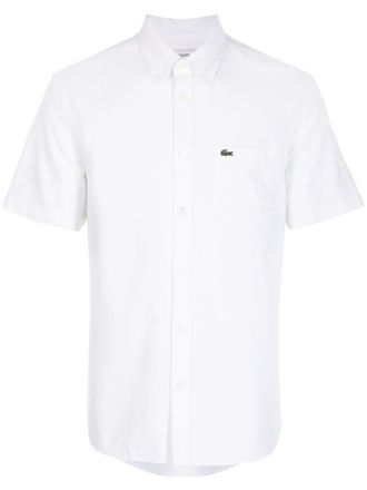 Lacoste crocodile logo-patch short-sleeved shirt - men - Cotton - 41 - White