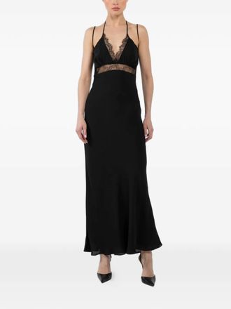 Jacob Lee lace-trim midi dress - Zwart