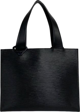 Louis Vuitton Black Leather Handbag Shoulder Bag Tote Bag (Pre-Owned)