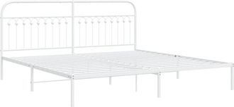 vidaXL Metal Bed Frame without Mattress with Headboard White 200x200cm Vidaxl
