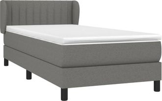 vidaXL Cama Box Spring Con Colch&oacute;n Tela Gris Oscuro 90x190 Cm Vidaxl
