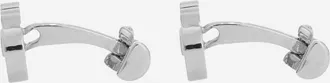Ferragamo Mens Brass Cufflinks With Engraved Logo Silver Accessory