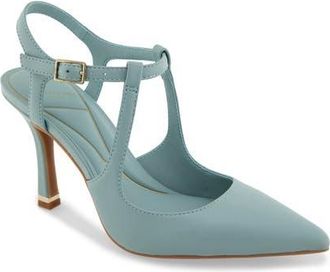 Kenneth Cole Romi Ankle Strap Pointed Toe Pump in Ice Blue Leather at Nordstrom, Size 7.5