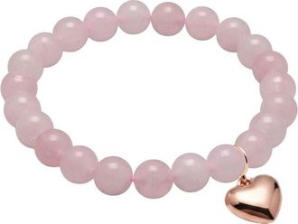 Liv Oliver 18K Rose Gold Plated 46.50 Ct. Tw. Rose Quartz Love Charm Bracelet
