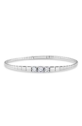 Crislu Pure Flex Graduated Cubic Zirconia Bracelet in Pure Platinum /Clear Stone at Nordstrom, Size 7