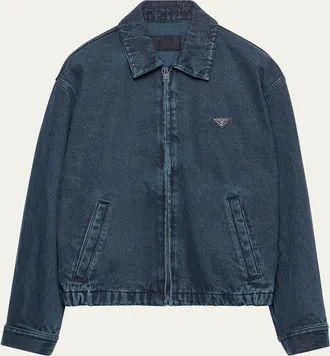 Prada Mens Over-Dyed Denim Jacket