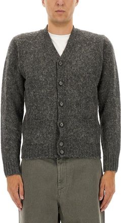 Aspesi Textured Wool Cardigan With V-Neckline And Button Closure