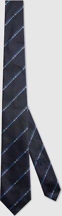 Gucci Diagonal Horsebit Silk Jacquard Tie, Blue, Silk