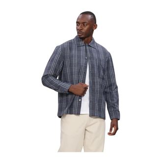 Selected Slmrlxsvend WT Check Wool Blend Light OS - Heren - Overhemden - Blauw - Maat: M Wol