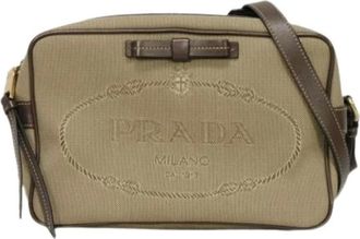Prada Pre-owned Cross Body Bags, female, Brown, Size: ONE SIZE Pre-owned Canvas Cross Body Bag