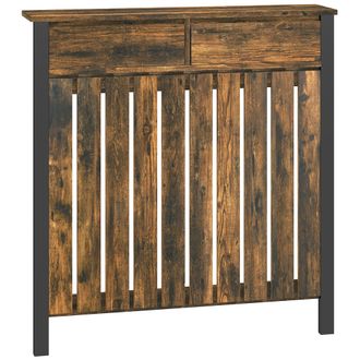 HOMCOM Small Radiator Cover with Drawer and Vertical Slats 88.5 x 19 x 93cm | TJ Hughes