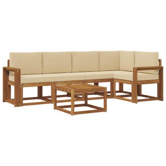 vidaXL Conjunto De Sof&aacute;s De Exterior Con Coj&iacute;n 6 Pcs Natural Y Beige Vidaxl