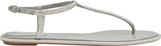 Rene Caovilla Diana Flat Sandal - Dames - Sandalen - Grijs - 36 EU - Leer - Schoenen