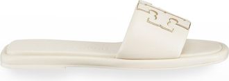 Tory Burch Double T Leather Medallion Slide Sandals