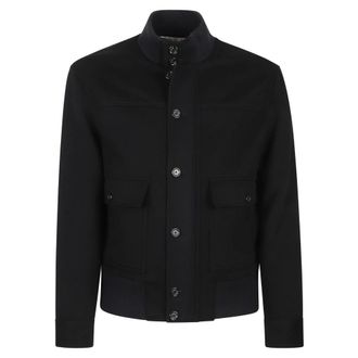 Lardini Single-breasted jas van scheerwol en kasjmier - Heren - Jassen - Zwart - Maat: L Wol
