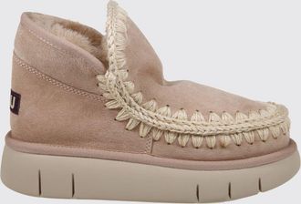 Mou Stivaletti Eskimo Bounce in suede con ricami e cuciture a uncinetto