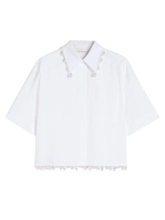 Sportmax White Pearl Embellished Poplin Shirt