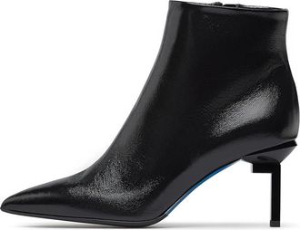 Loriblu L-Shaped Metal Heel Enkellaarsjes - Dames - Laarzen met Hak - Zwart - 36 EU - Leer - Schoenen