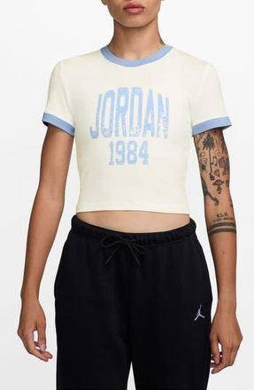 Nike Jordan GFX Slim Fit Crop Graphic Ringer T-Shirt in Sail at Nordstrom Rack, Size Medium