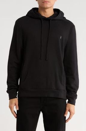 AllSaints Raven Pullover Ramskull Logo Hoodie in Jet Black at Nordstrom Rack, Size Xx-Large